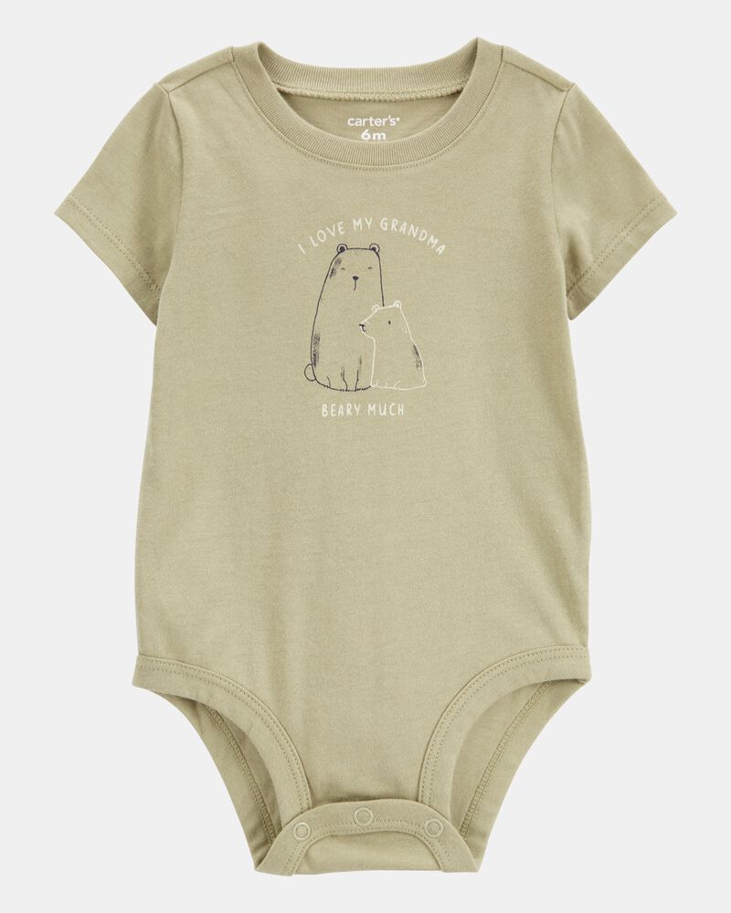 Baby Grandma Short-Sleeve Bodysuit - Olive, image 1 of 3 slides