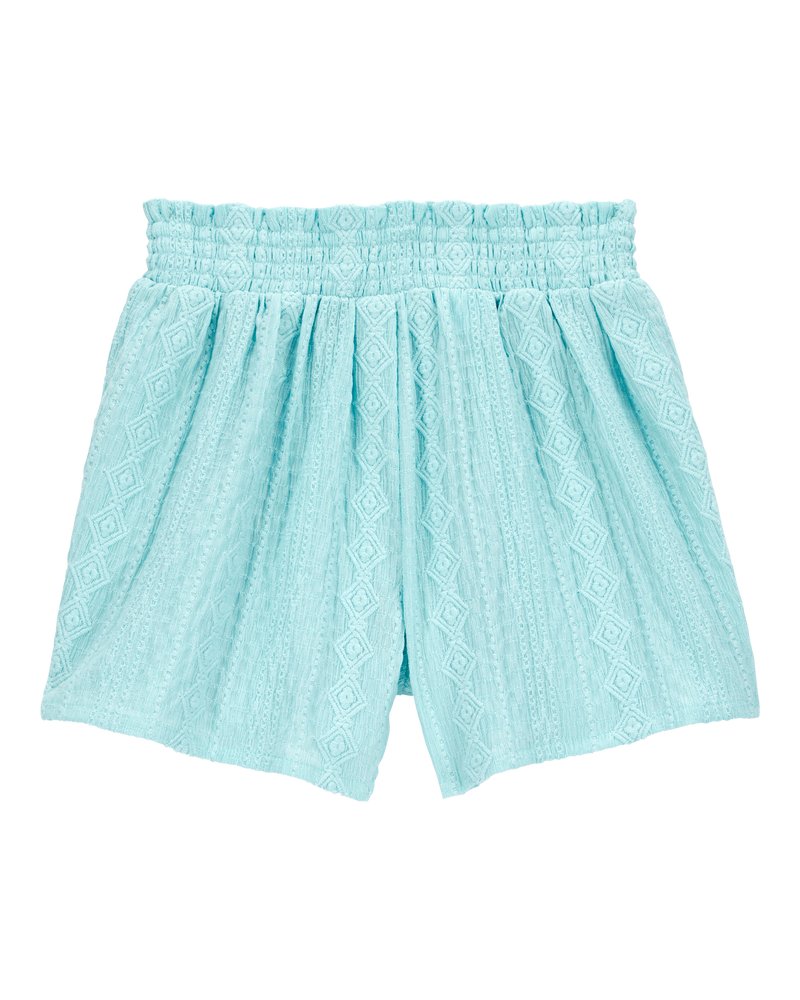 Kid 2-Piece Ruched Textured Tank & Pull-On Smocked Shorts Set - Blue, image 6 of 7 slides