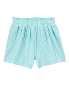 Kid 2-Piece Ruched Textured Tank & Pull-On Smocked Shorts Set - Blue, image 6 of 7 slides