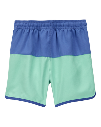 Boys Colorblock Swim Trunks - Green/Blue, 