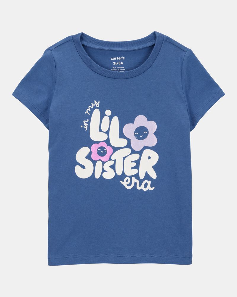 Toddler Girl Lil' Sister Short-Sleeve Graphic Tee - Blue, image 1 of 3 slides