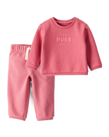 Baby Girl 2-Piece DayDream Fleece Fleece "More Hugs Please" Sweatshirt & Pants Set - Pink, 