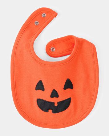 Baby Halloween Jack-O-Lantern Pumpkin Bib - Orange, 