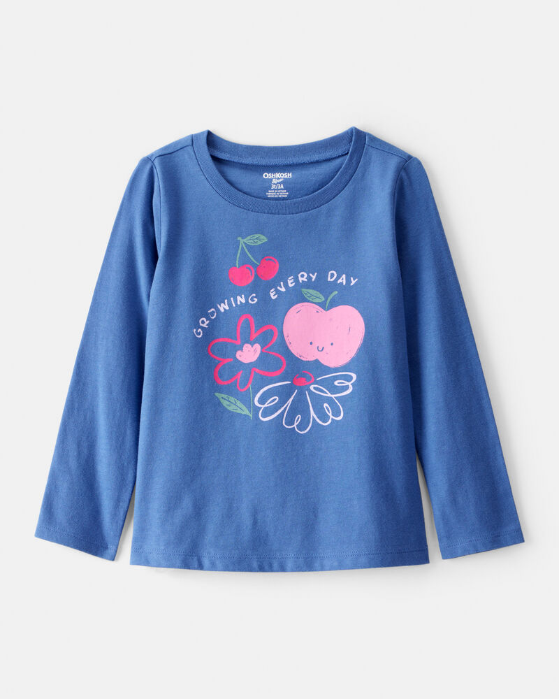 Toddler Girl Growing Every Day Long-Sleeve Graphic Tee - Blue, image 1 of 3 slides