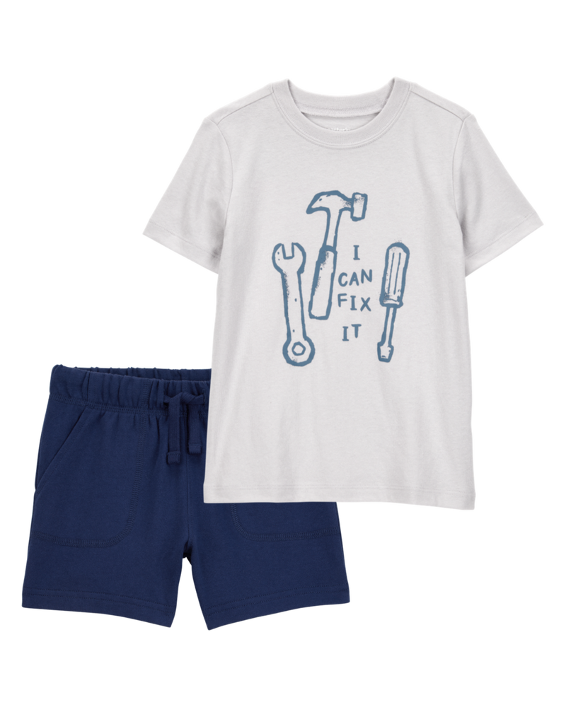 Toddler 2-Piece "I Can Fix It" Tee & Fench Terry Shorts Set, image 1 of 8 slides
