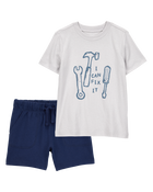 Toddler 2-Piece "I Can Fix It" Tee & Fench Terry Shorts Set, image 1 of 8 slides