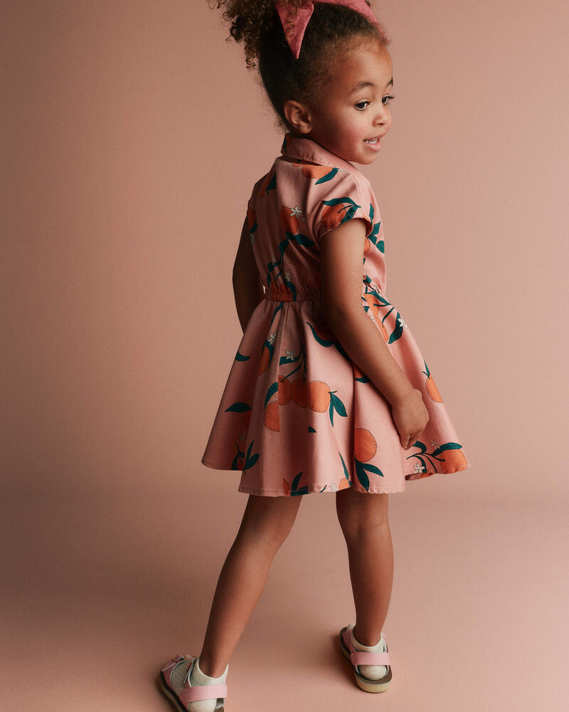 Toddler Girl Avenue Twirl&trade; Dress in Clementine Grove Print - Light Pink, image 4 of 5 slides