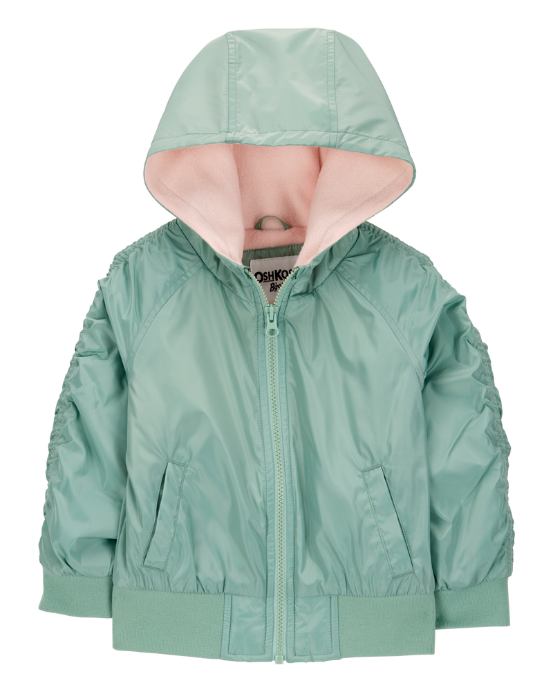 Toddler Girl Fleece-Lined Midweight Bomber Jacket - Green, image 1 of 3 slides