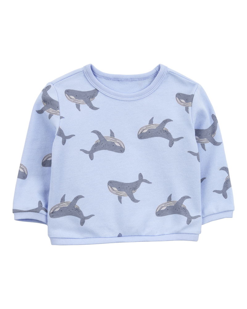Baby Boy Whale Pullover Sweatshirt - Blue, image 1 of 3 slides