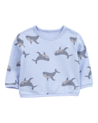 Baby Boy Whale Pullover Sweatshirt - Blue, image 1 of 3 slides