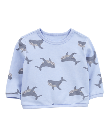 Baby Boy Whale Pullover Sweatshirt - Blue, 