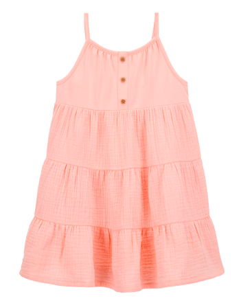 Toddler Textured Gauze Button-Front Dress - Pink, 