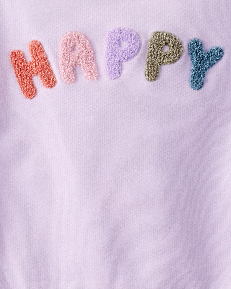 Toddler Girl Happy French Terry Long-Sleeve Pullover Sweatshirt - Purple, image 3 of 4 slides
