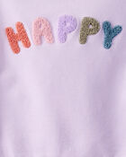 Toddler Girl Happy French Terry Long-Sleeve Pullover Sweatshirt - Purple, image 3 of 4 slides