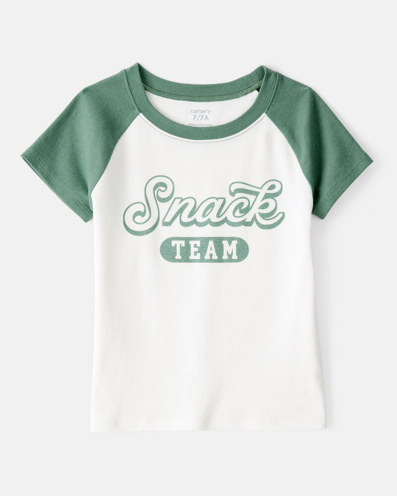Girls 2-Piece Snack Team Graphic Tee & Knit Flare Active Pants Set - Green/White, image 2 of 7 slides