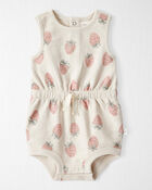 Baby Girl Organic Cotton Strawberry-Print Romper, image 1 of 4 slides