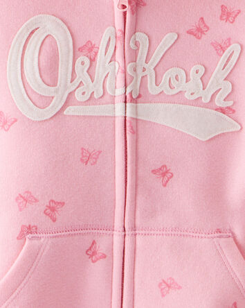 Toddler Butterfly Print OshKosh Logo Zip Jacket - Pink, 