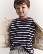 Toddler Striped Short-Sleeve Relaxed Subway Tee - Navy, image 1 of 6 slides