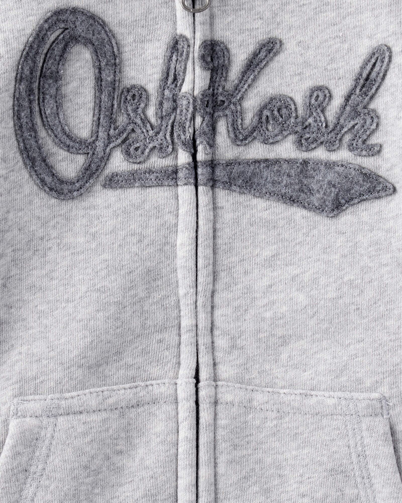 Toddler Boy Fleece Hooded Zip-Up Jacket - Grey, image 3 of 4 slides