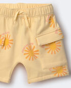 Toddler Boy French Terry Cargo Shorts in Sunny Life Print - Yellow, image 6 of 6 slides