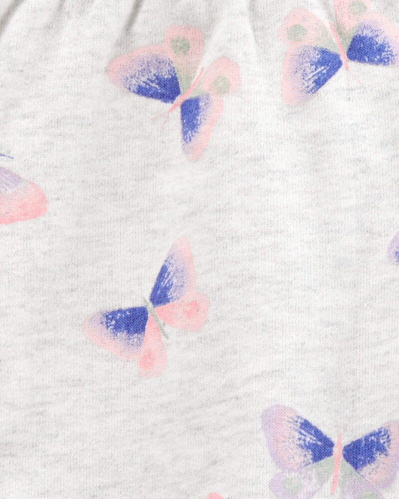 Baby Butterfly Print Pull-On French Terry Shorts - Grey, image 3 of 4 slides
