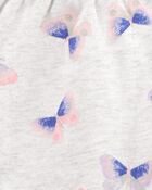 Baby Butterfly Print Pull-On French Terry Shorts - Grey, image 3 of 4 slides