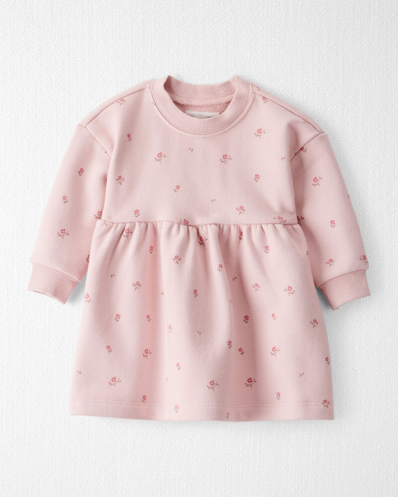 Baby Girl French Terry Dress Made with Organic Cotton in Blush Petals Print, image 1 of 6 slides