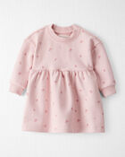 Baby Girl French Terry Dress Made with Organic Cotton in Blush Petals Print, image 1 of 6 slides