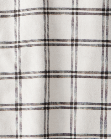 Boys Plaid Layered-Look Button-Down Hooded Tee - Grey, 