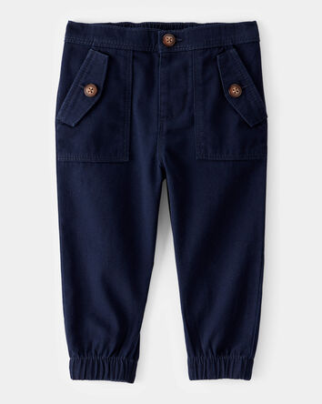 Baby Boy Twill Joggers - Navy, 