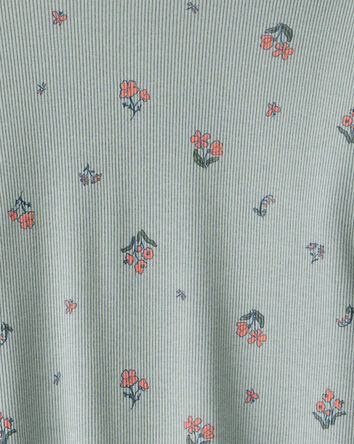 Toddler Girl 2-Piece Floral Cotton Long-Sleeve Tee & Pant Set - Green, 