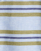 Toddler Boy Striped Short-Sleeve Henley Tee - Blue, image 2 of 3 slides