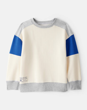 Boys Color Block Pullover Sweatshirt - Ivory, 