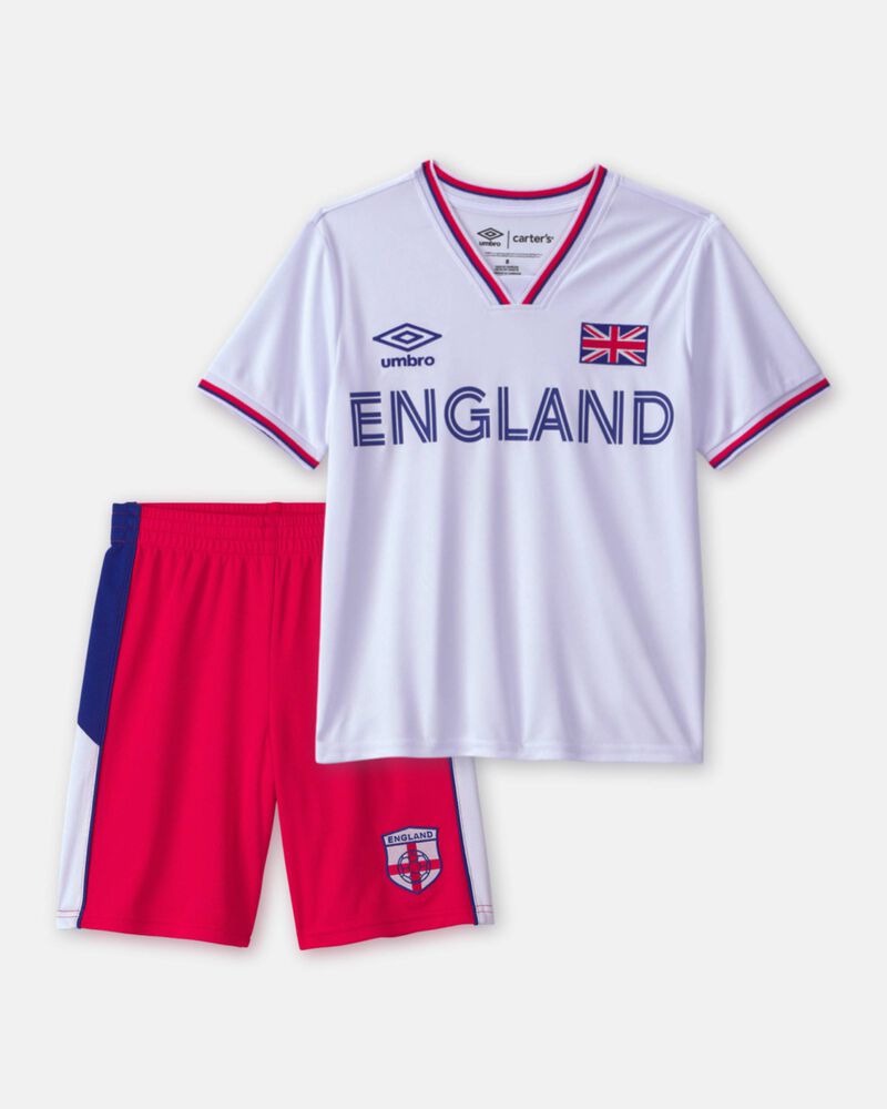 Kids 2-Piece Umbro England Soccer Jersey & Short Set - Red/Blue/White, image 1 of 14 slides
