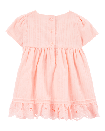 Baby Girl Eyelet Babydoll Dress - Pink, 