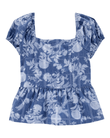 Kid Floral Peplum Top - Blue, 