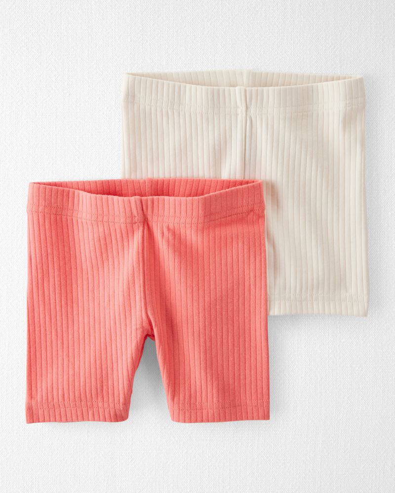 Toddler Girl 2-Pack Organic Cotton Ribbed Pedal Shorts, image 1 of 9 slides