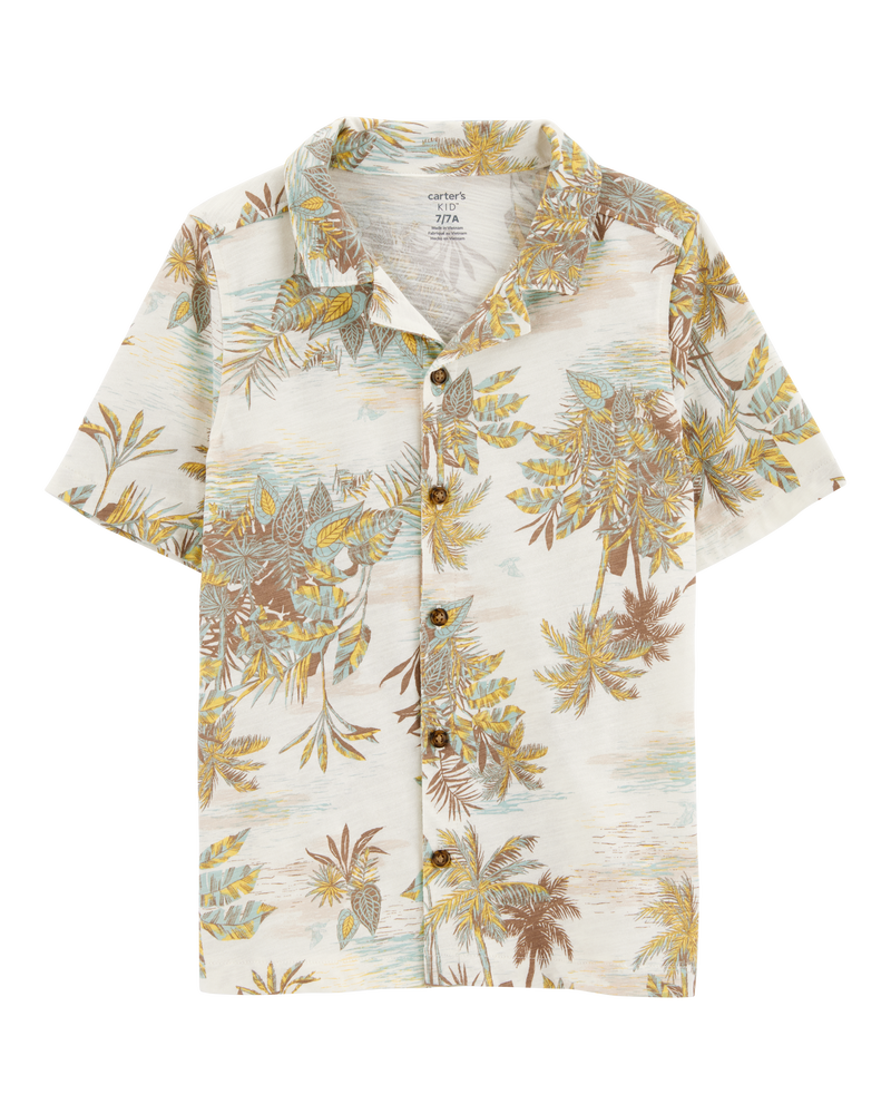 Kid 2-Piece Palm Tree Button-Down Shirt & Shorts Set, image 2 of 7 slides