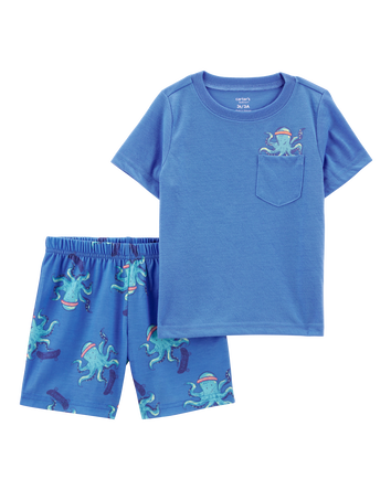 Toddler Boy 2-Piece Octopus Print Loose Fit Pajamas, 