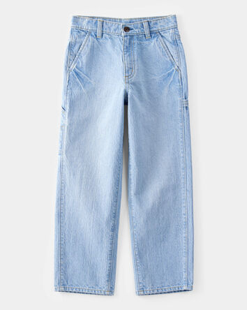 Boys Baggy Iconic Denim Carpenter Pants - Faded Wash, 