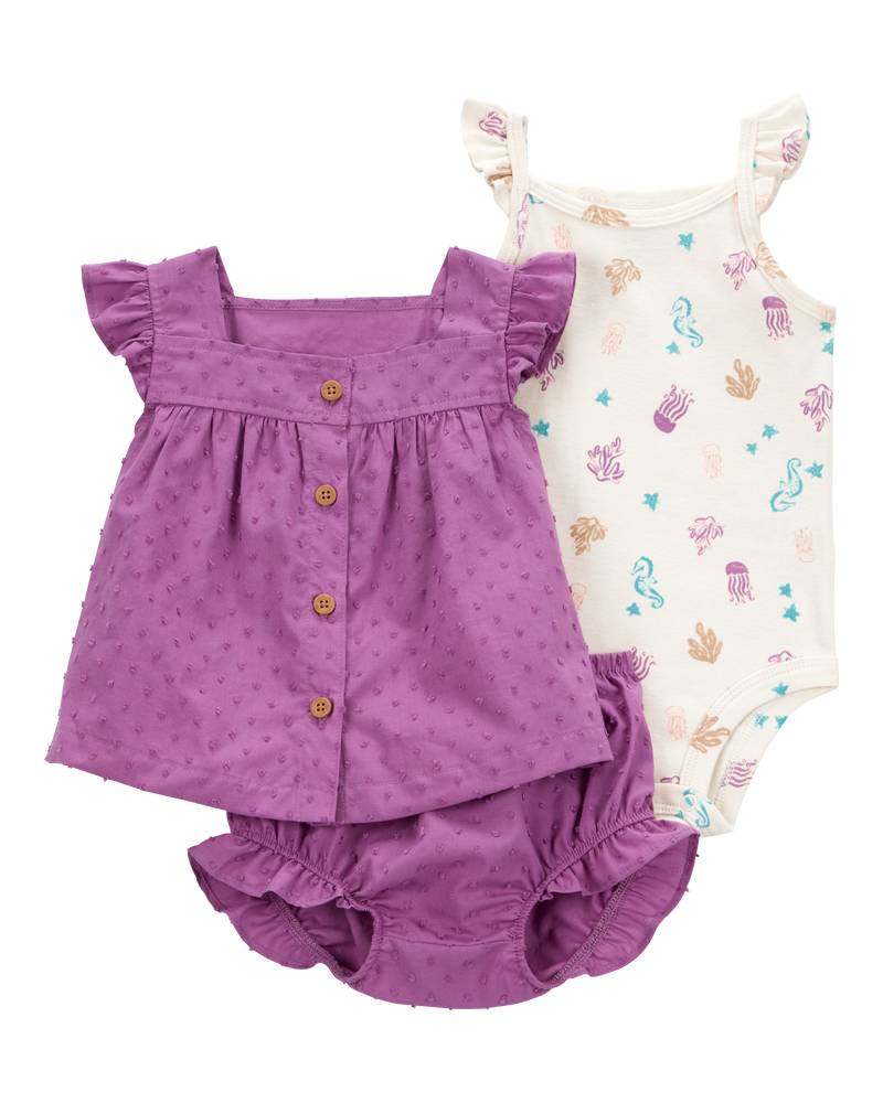 Baby 3-Piece Seahorse Little Diaper Cover Set, image 1 of 5 slides