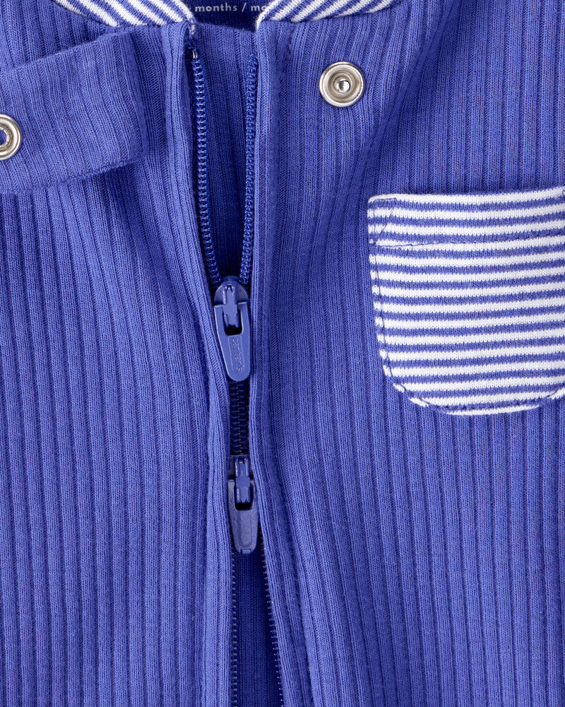 Baby Striped 2-Way Zip Sleep & Play Pajamas, image 3 of 6 slides