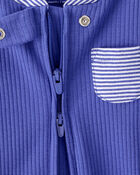 Baby Striped 2-Way Zip Sleep & Play Pajamas, image 3 of 6 slides