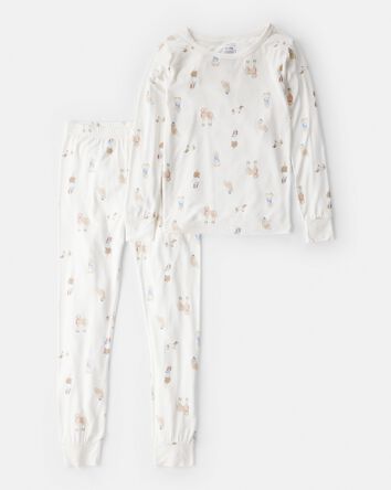 Kid Dog Print PurelySoft 2-Piece Pajamas - White, 
