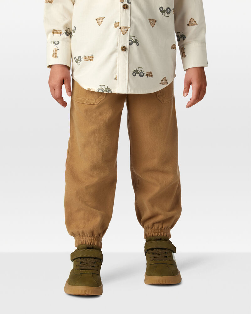 Toddler Boy  Herringbone Woven Pull-On Jogger - Brown, image 3 of 6 slides