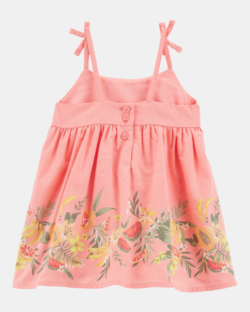 Baby Poplin Floral Print Dress - Pink, image 2 of 5 slides