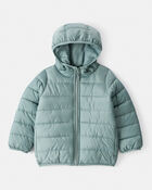 Toddler Packable Hooded Puffer Jacket - Green, image 1 of 5 slides