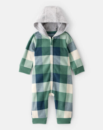 Baby Boy Plaid Print Long-Sleeve Jumpsuit - Plaid, 