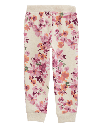 Toddler Floral Print Fleece Joggers, 