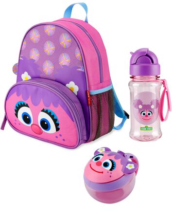 Sesame Street Little Kid Backpack Straw Bottle & Snack Cup Set - Abby Cadabby, 